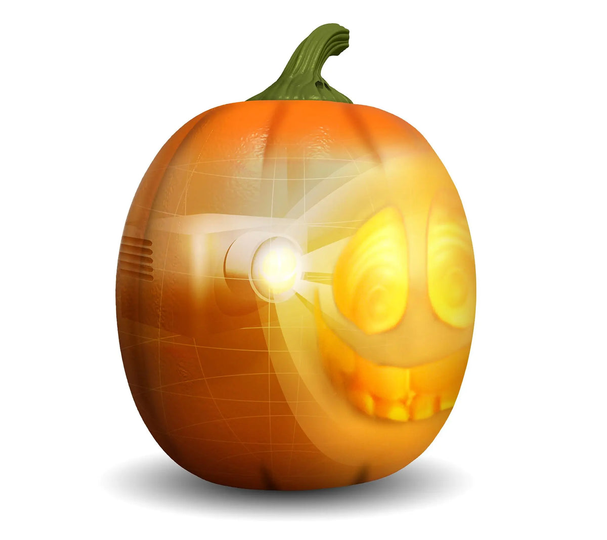 Citrouille d'Halloween animée avec visage lumineux projeté, décoration parlante