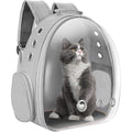 Sac à dos capsule spatial gris pour chat avec hublot transparent et chat gris à l'intérieur