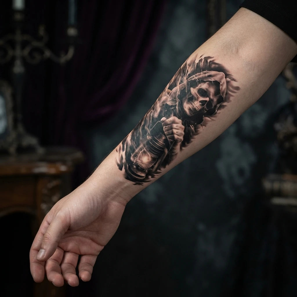 Tatouages Temporaires Reaper - Effet Réaliste pour Halloween - image 4