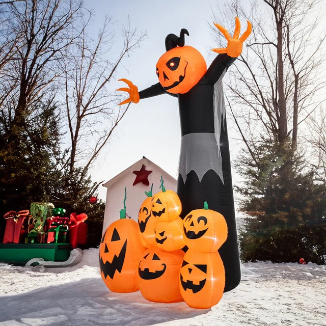 Citrouilles gonflables géantes LED, décoration extérieure Halloween