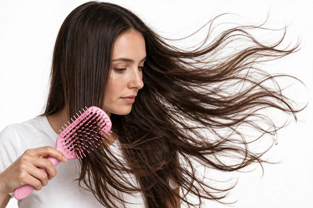 Brossage de cheveux longs avec la brosse démêlante autonettoyante 3D