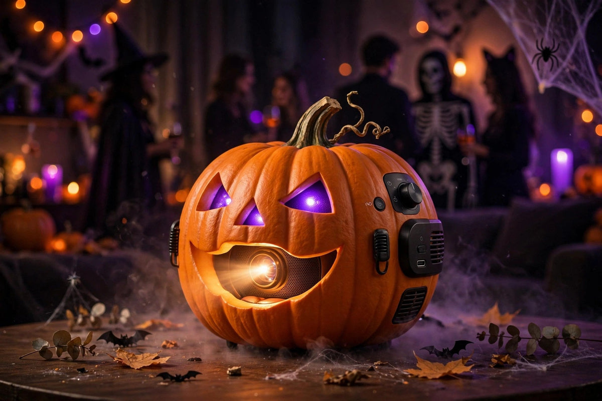 Citrouille animée parlante lors d'une fête d'Halloween