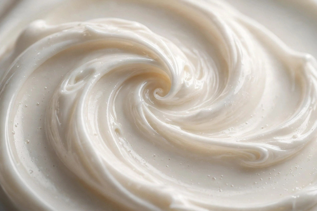Gros plan de la texture onctueuse de la crème