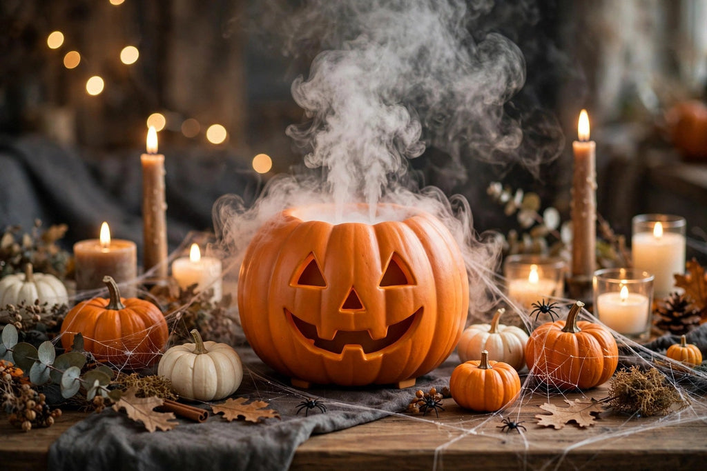 Diffuseur citrouille décorant une table de fête d'Halloween