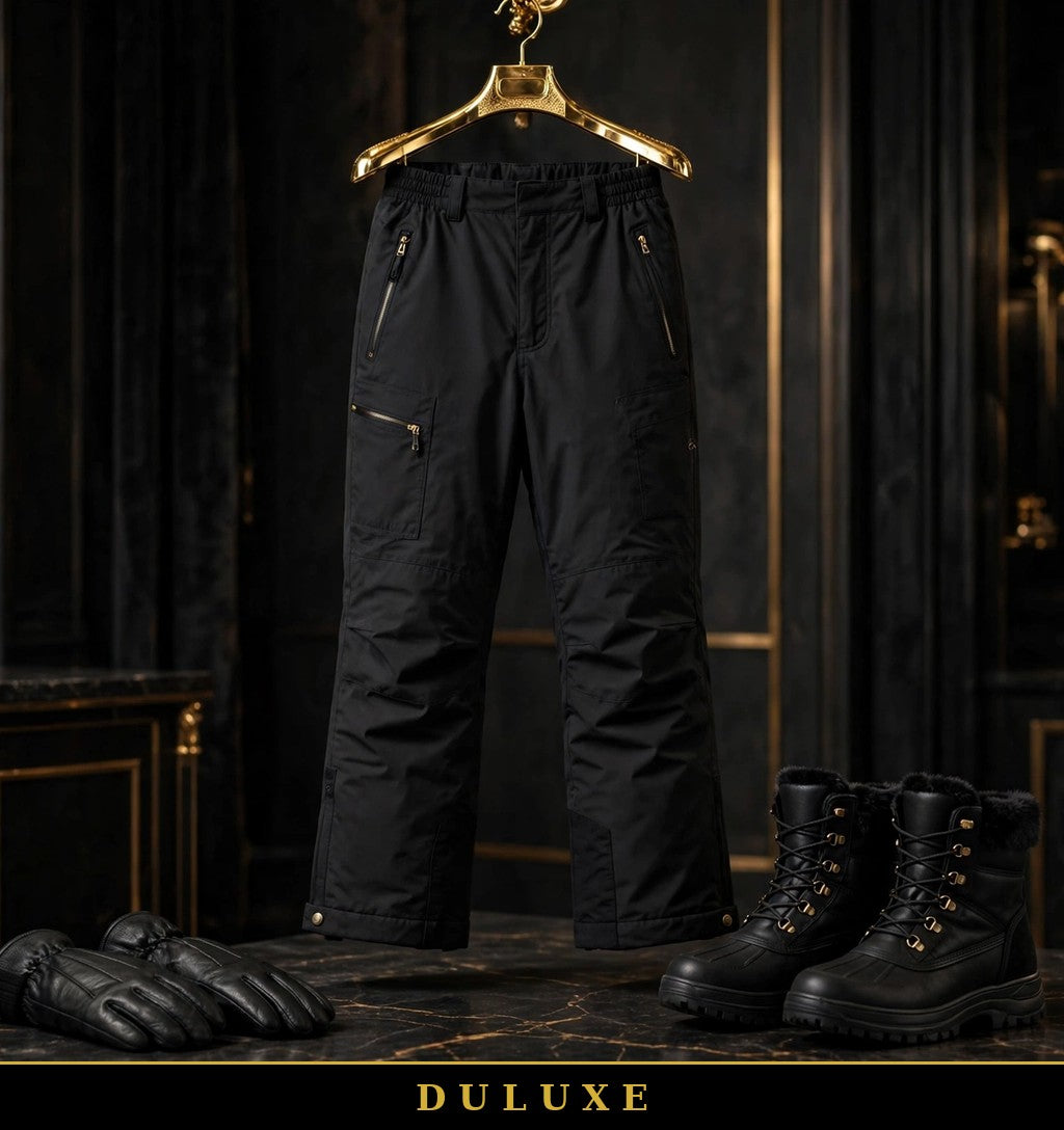 Pantalon de neige DULUXE sur cintre doré avec bottes et gants d'hiver assortis