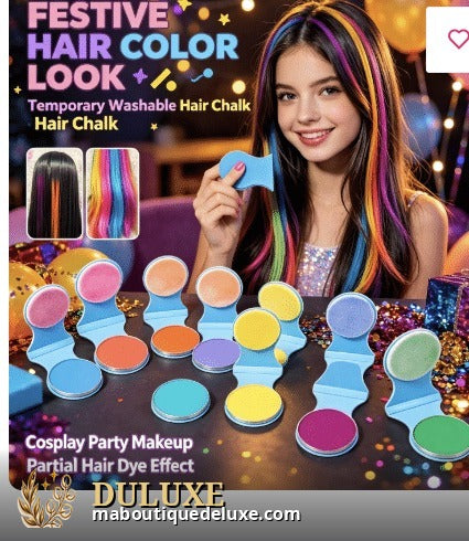 Set de craies colorées pour cheveux et mèches aux couleurs de l'arc-en-ciel