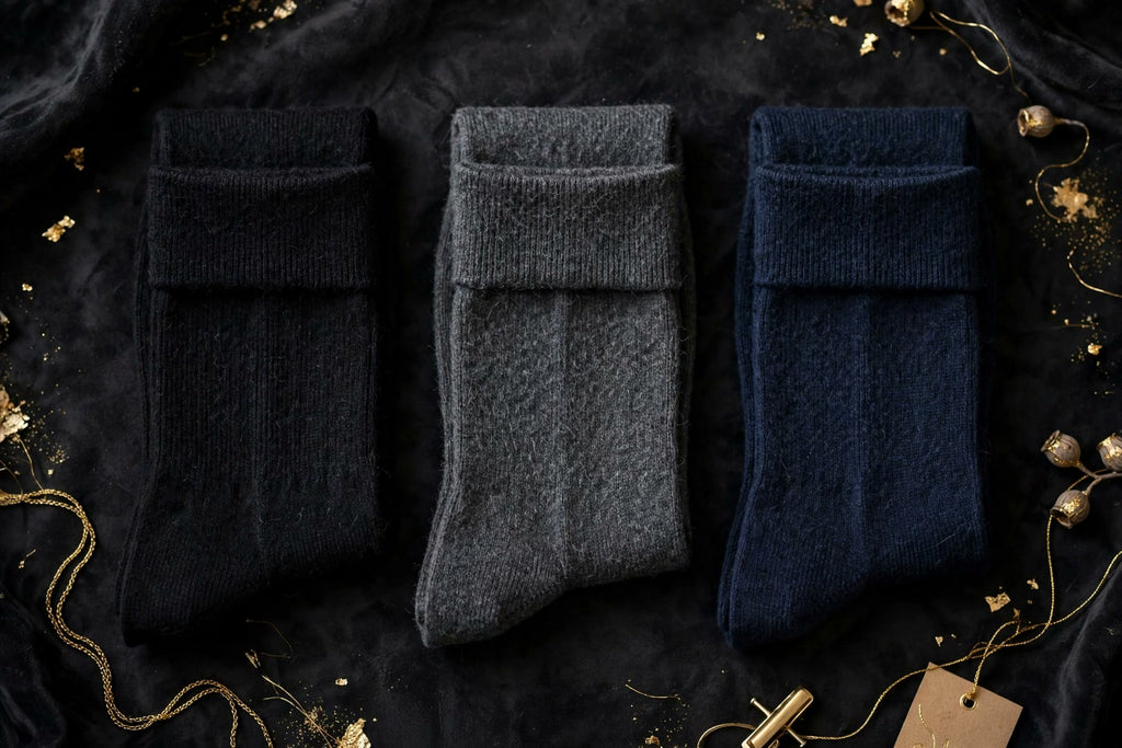 Chaussettes en laine mérinos DULUXE pour homme en trois coloris : noir, gris anthracite et bleu marine