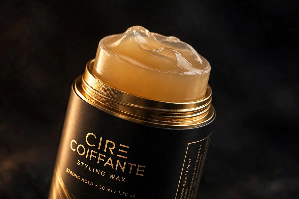 Bâton de cire coiffante DULUXE ouvert montrant la cire lisse à son extrémité