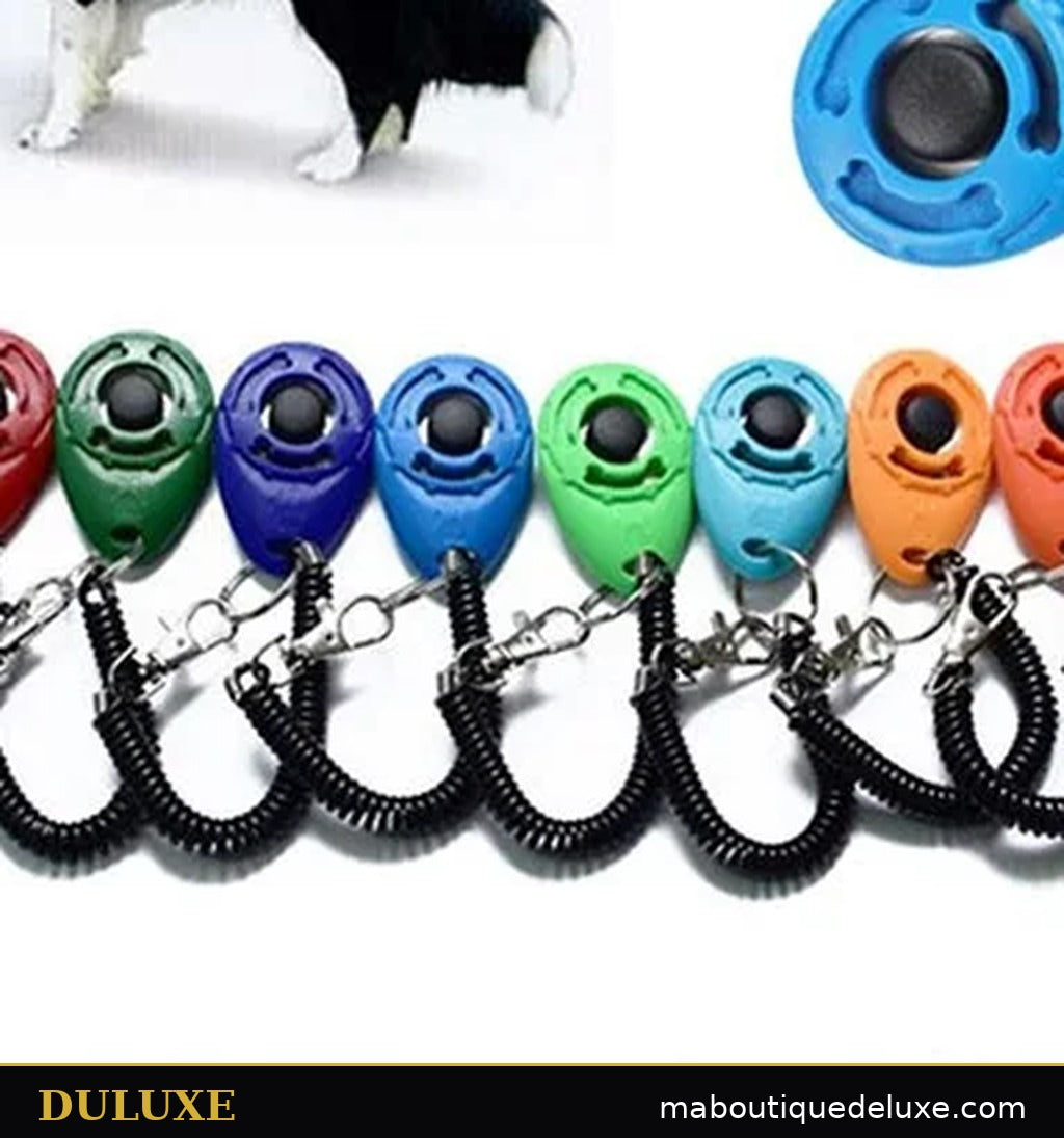 Rangée de clickers d'entraînement DULUXE de toutes les couleurs avec dragonnes spirales noires