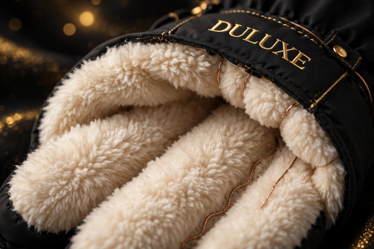 Gros plan sur la doublure douce et chaude des gants chauffants