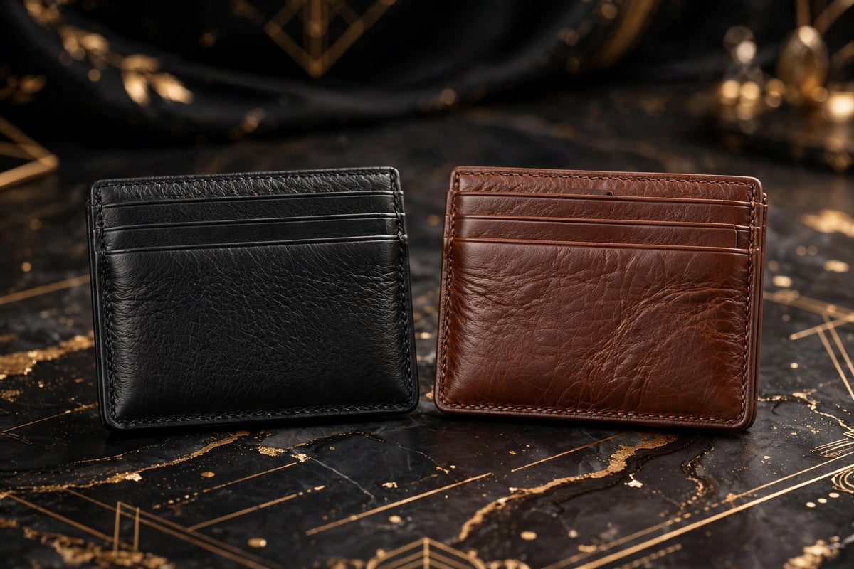 Duo de porte-cartes compacts DULUXE en noir et en brun