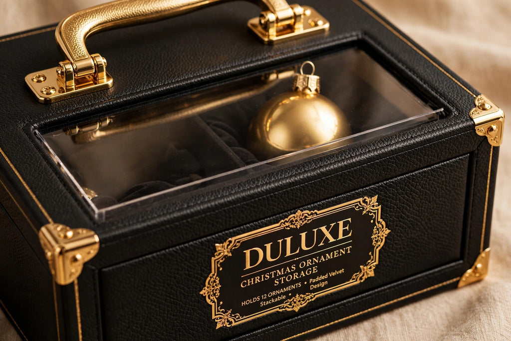 Détail des poignées renforcées et de la fenêtre transparente de la boîte DULUXE