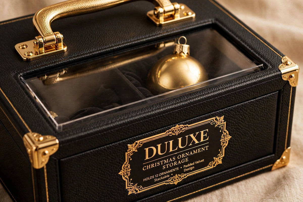 Détail des poignées renforcées et de la fenêtre transparente de la boîte DULUXE