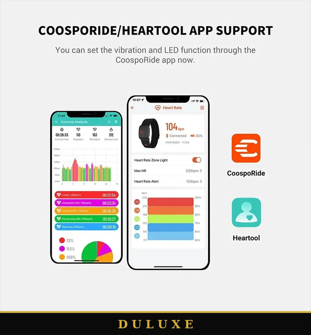 Applications CoospoRide et Heartool : réglages des zones et alertes du brassard cardiaque connecté