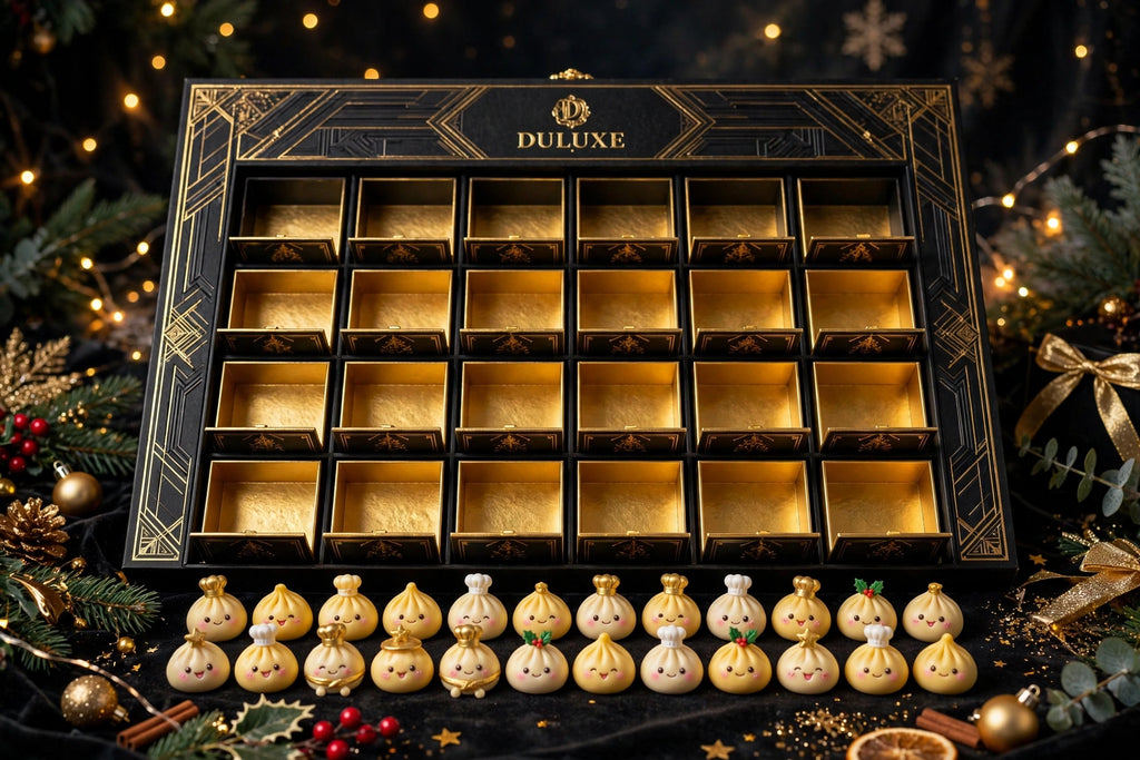 Calendrier de l'Avent entièrement ouvert avec ses 24 surprises miniatures dévoilées