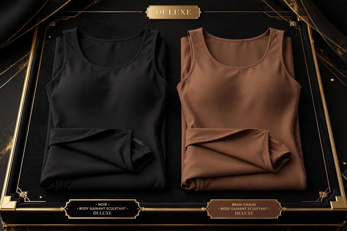 Les 2 couleurs du Body Gainant Sculptant DULUXE : Noir et Brun