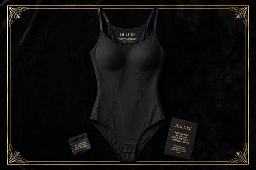 Body Gainant Sculptant DULUXE noir à plat – tissu lisse sans armatures, finitions plates