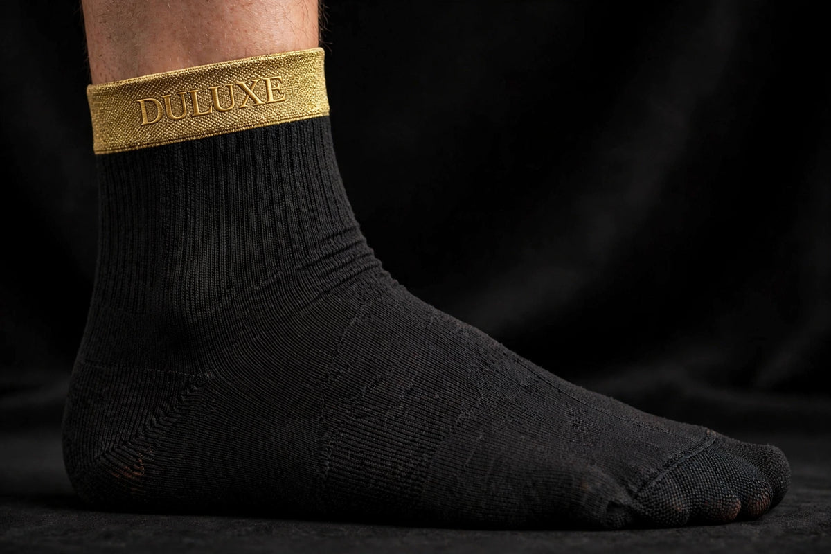 Détail de la pointe renforcée sans couture des Chaussettes de Compression DULUXE