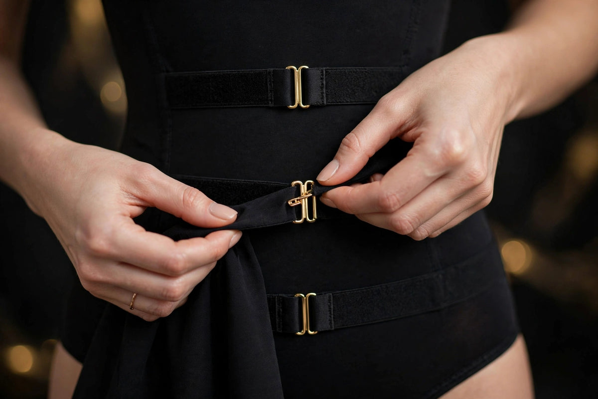 Ajustement d'une sangle de la Gaine Sculptante Triple Ceinture DULUXE – maintien sur mesure