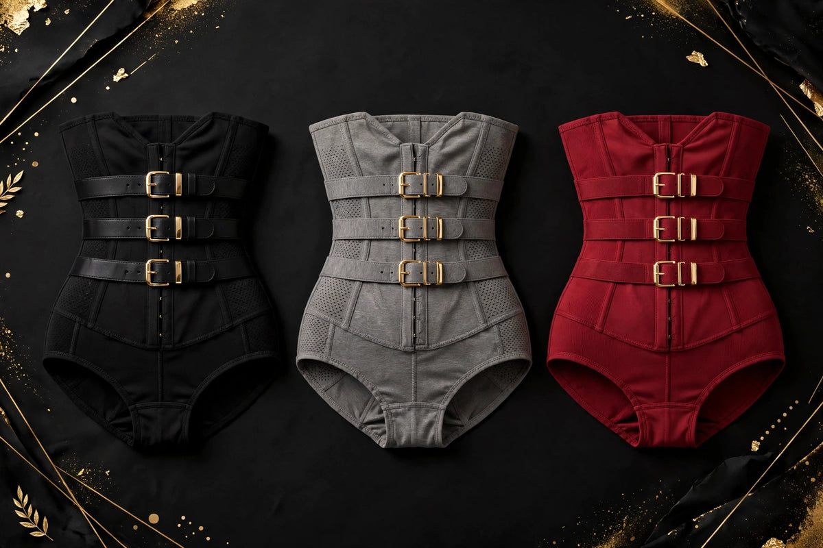 La Gaine Sculptante Triple Ceinture DULUXE en 3 couleurs : Noir, Gris et Rouge