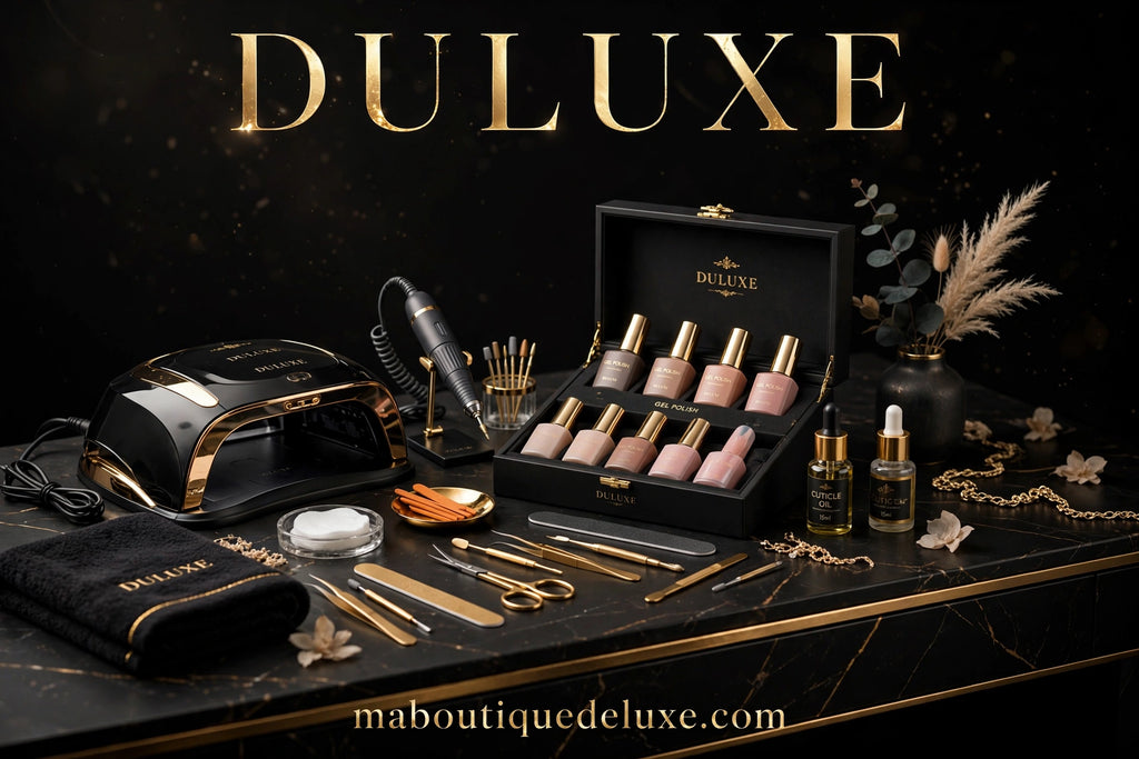 Kit Complet Manucure Gel LIMEGIRL (Lampe + Perceuse) — ambiance salon de beauté élégant