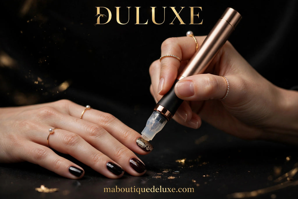 Stylo Tampon Nail Art à Tête Silicone — en situation d'usage, pose de motif