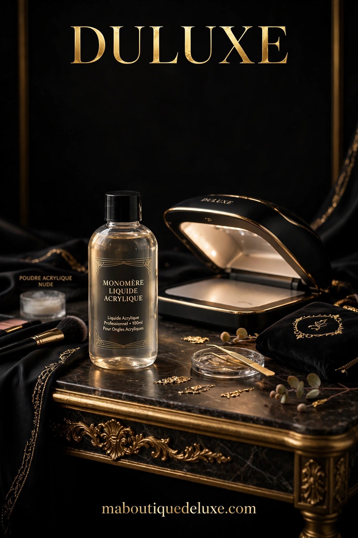 Monomère Liquide Acrylique Limegirl — ambiance salon de beauté élégant