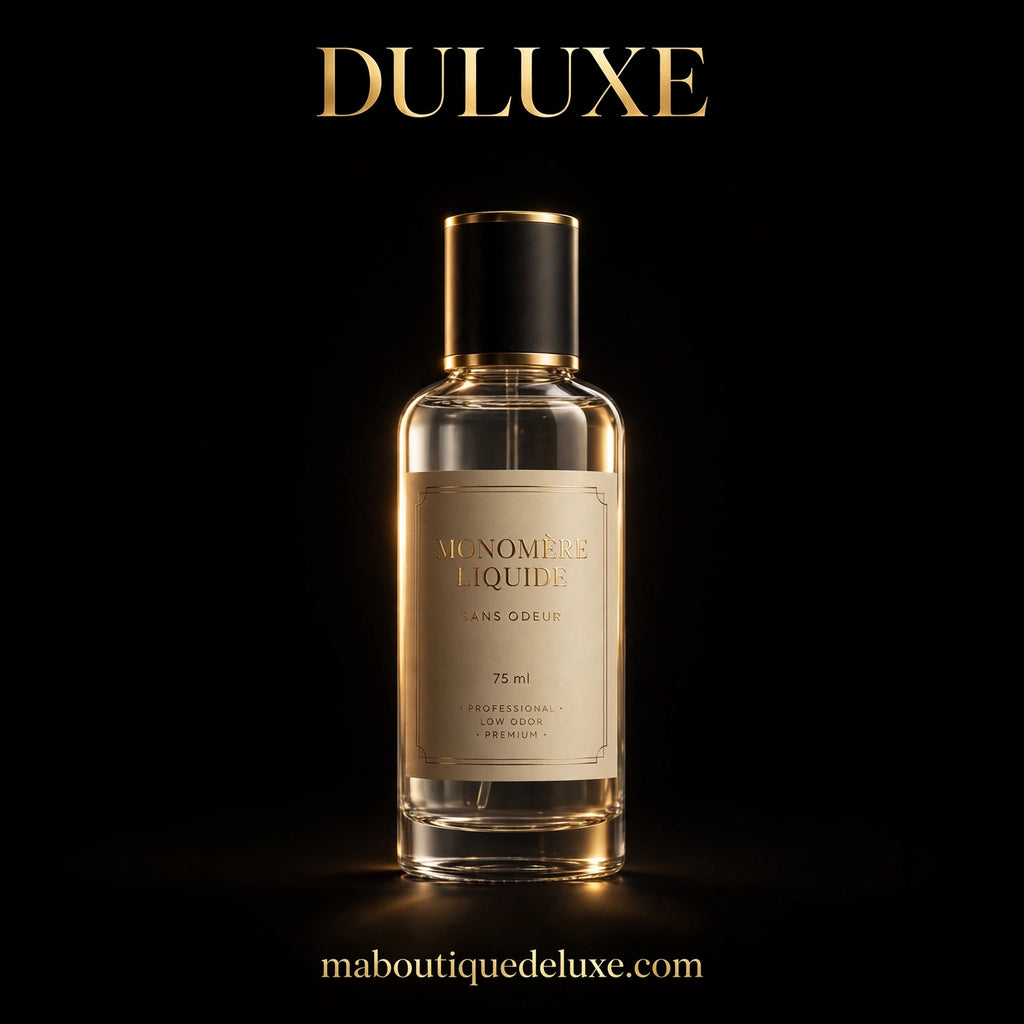 Monomère Liquide Sans Odeur NOCIS 75ml — vue épurée fond noir, très premium