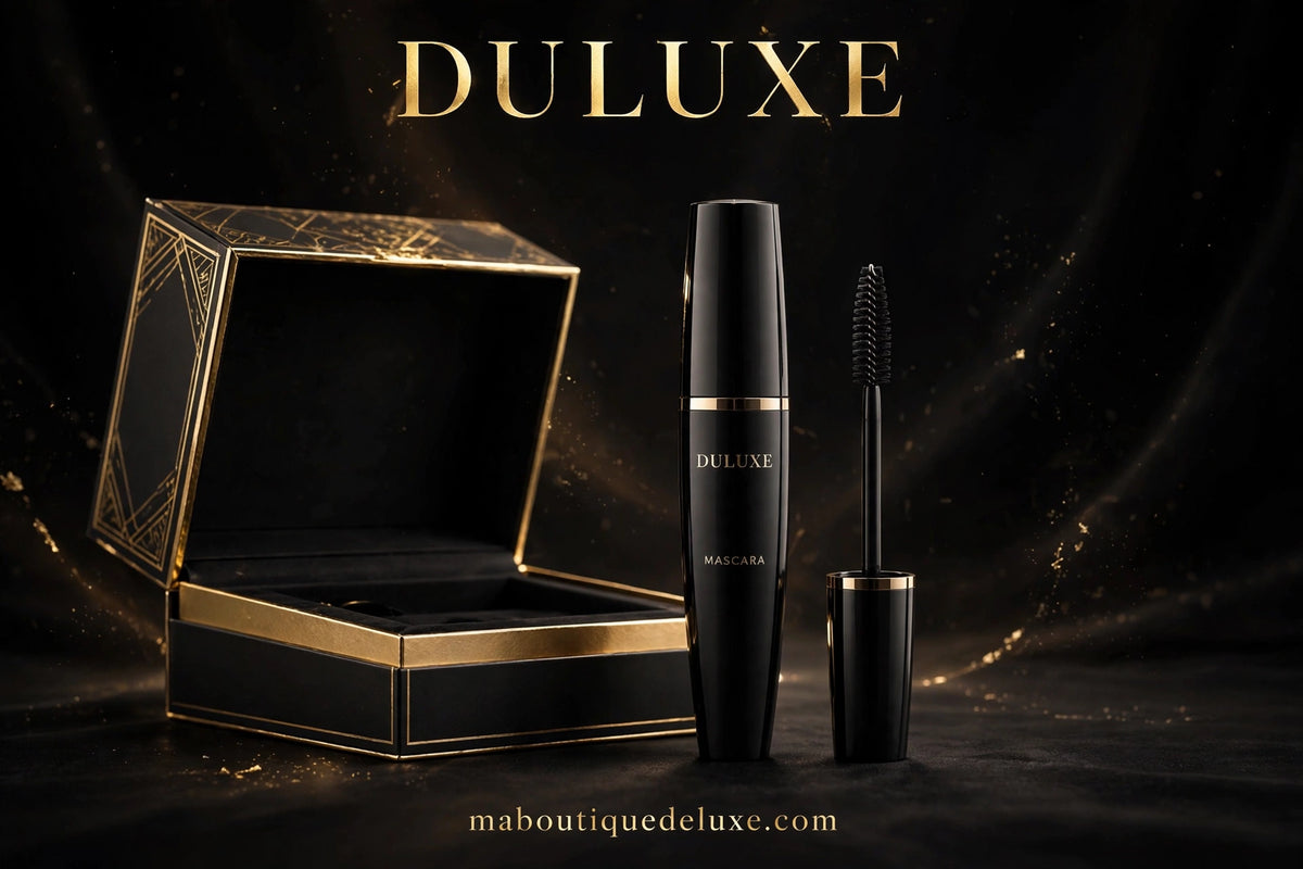 Mascara 5D Waterproof Allongeant — avec son coffret, contenu étalé proprement
