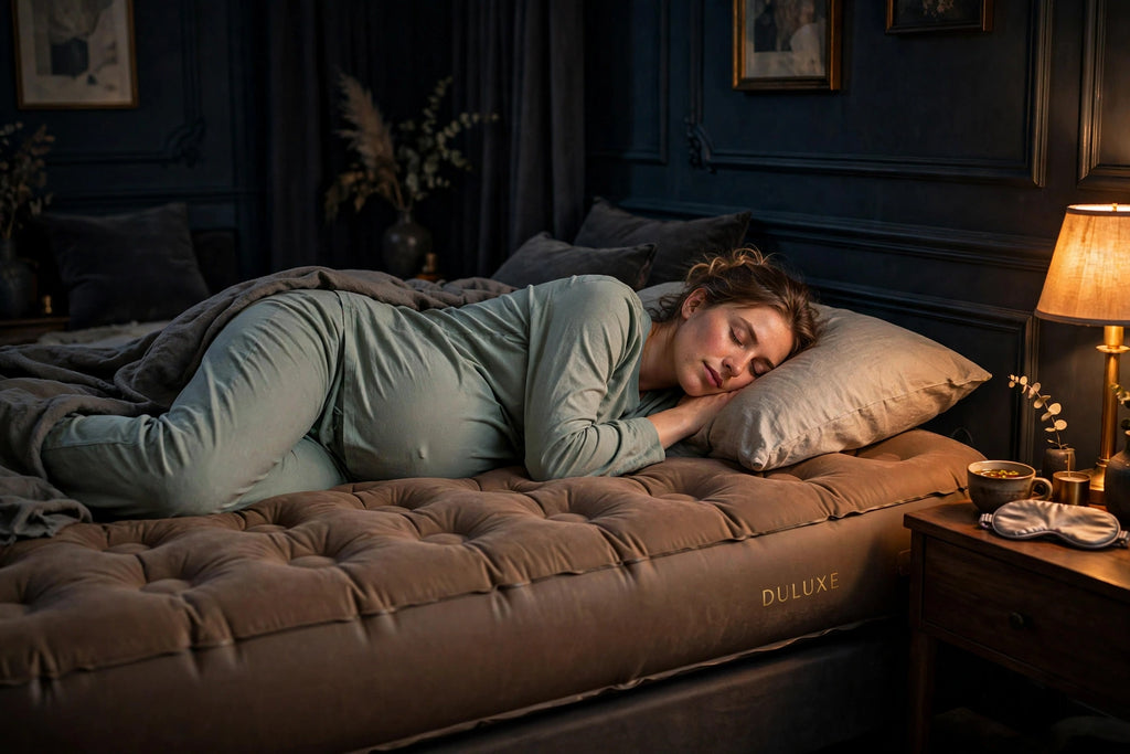 Nuit paisible sur le Matelas Corporel Gonflable de Grossesse DULUXE Brun, soutien du corps entier