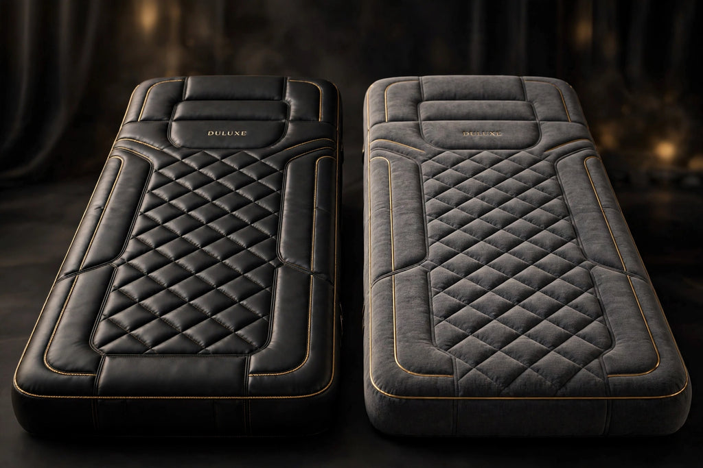 Matelas de Massage DULUXE en fini cuir premium noir et fini flanelle douce