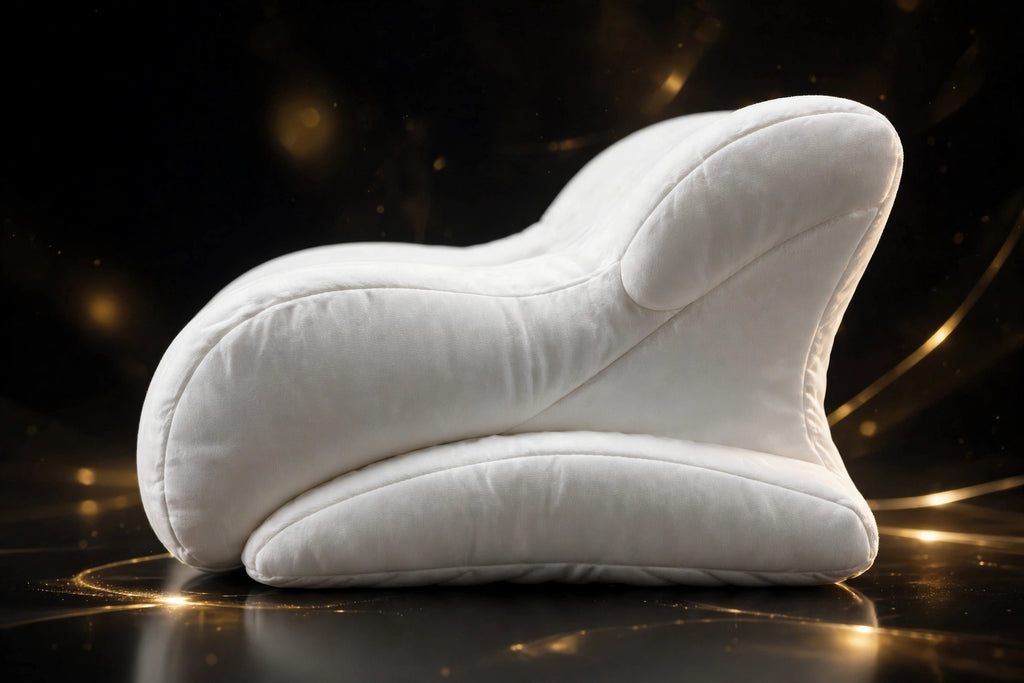 Forme en coin ergonomique et ailes latérales rehaussées de l'Oreiller pour Genoux DULUXE blanc