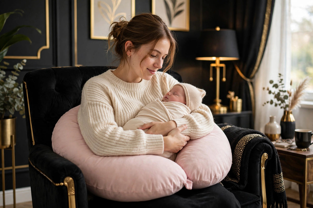 Oreiller de Grossesse en U DULUXE Rose – appui confortable pour l'allaitement