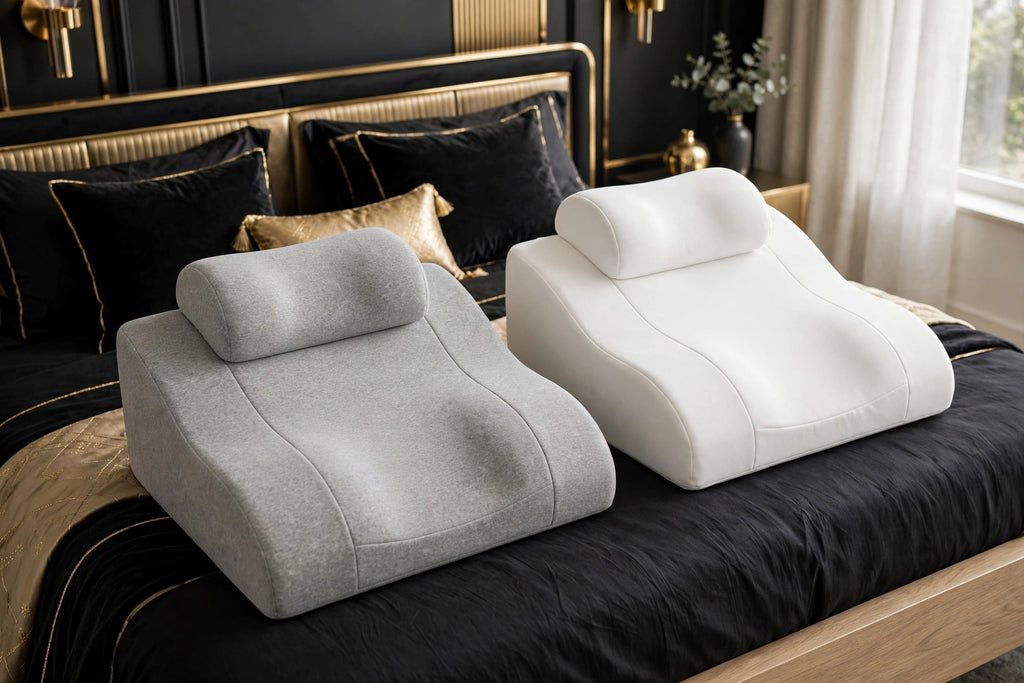Les 2 couleurs de l'Oreiller de Lecture Ventrale DULUXE : Gris et Blanc