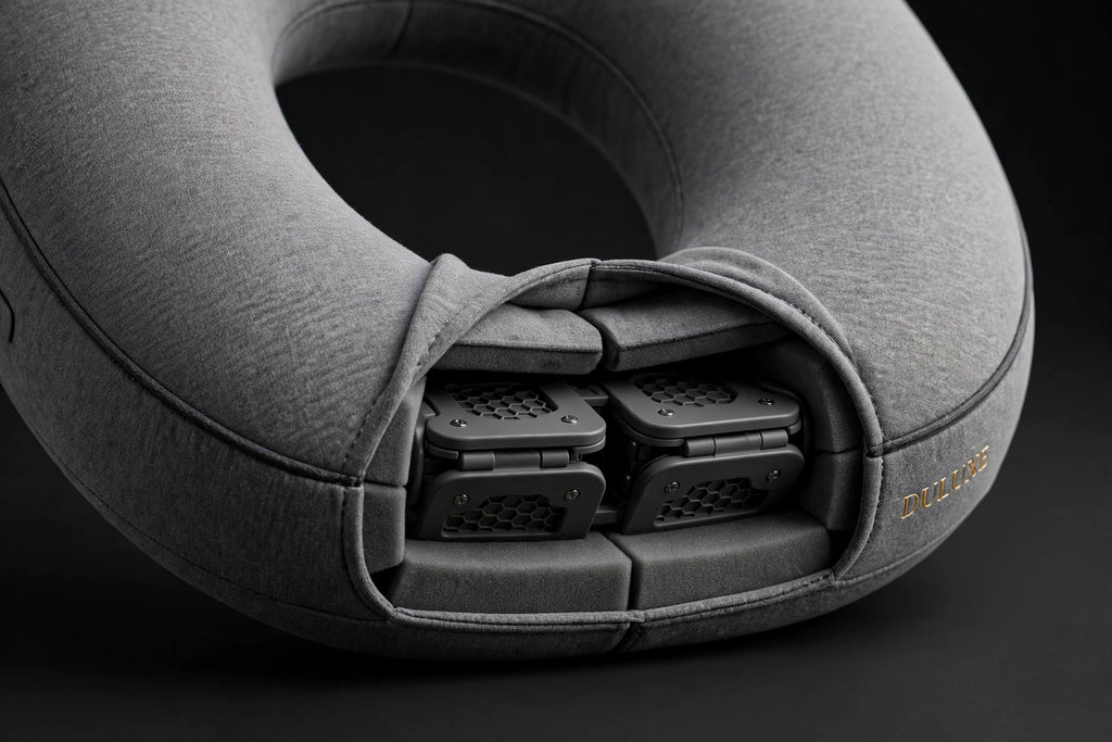 Modèle B Renforcé de l'Oreiller de Voyage en U DULUXE gris : double plaque de soutien, maintien plus ferme