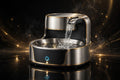 Fontaine à Eau pour Chat DULUXE noire et dorée sur fond luxueux