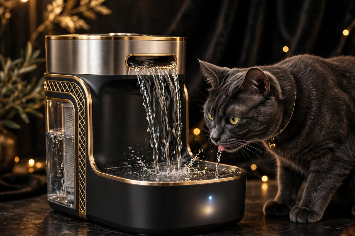 Chat buvant à la Fontaine à Eau DULUXE