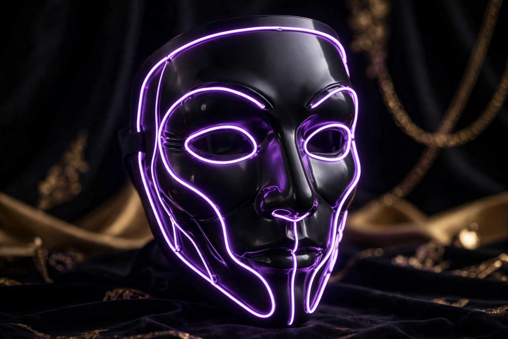 Masque Purge LED Néon violet brillant dans le noir