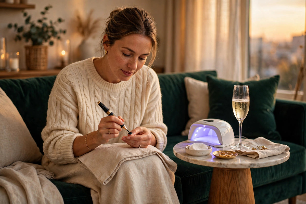 Le salon à la maison – manucure cocooning avec le stylo vernis DULUXE et sa lampe UV