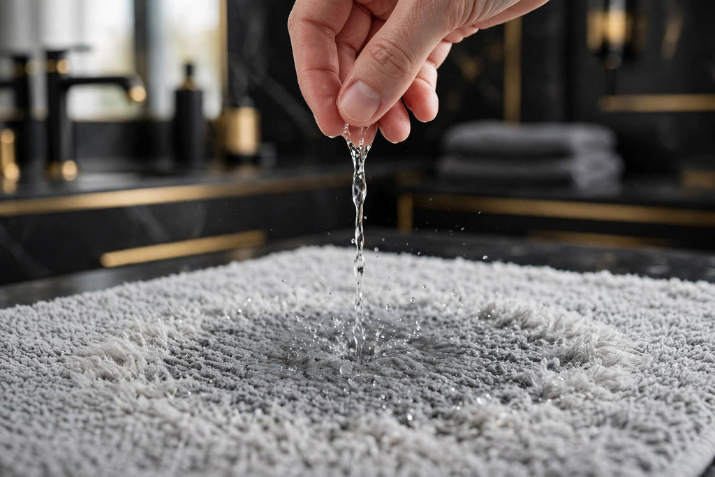 Le Tapis de Bain DULUXE absorbe l'eau instantanément au contact