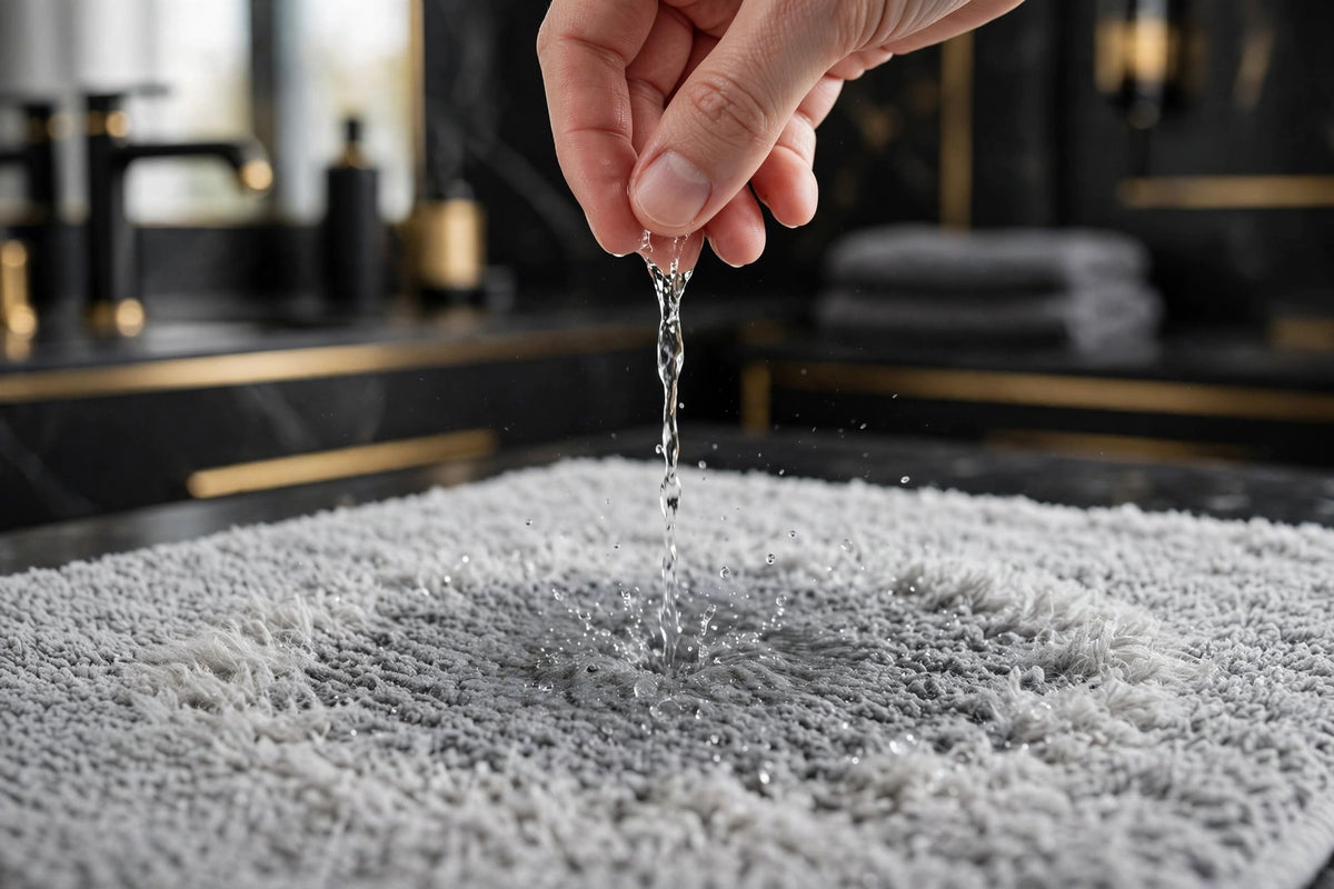 Le Tapis de Bain DULUXE absorbe l'eau instantanément au contact