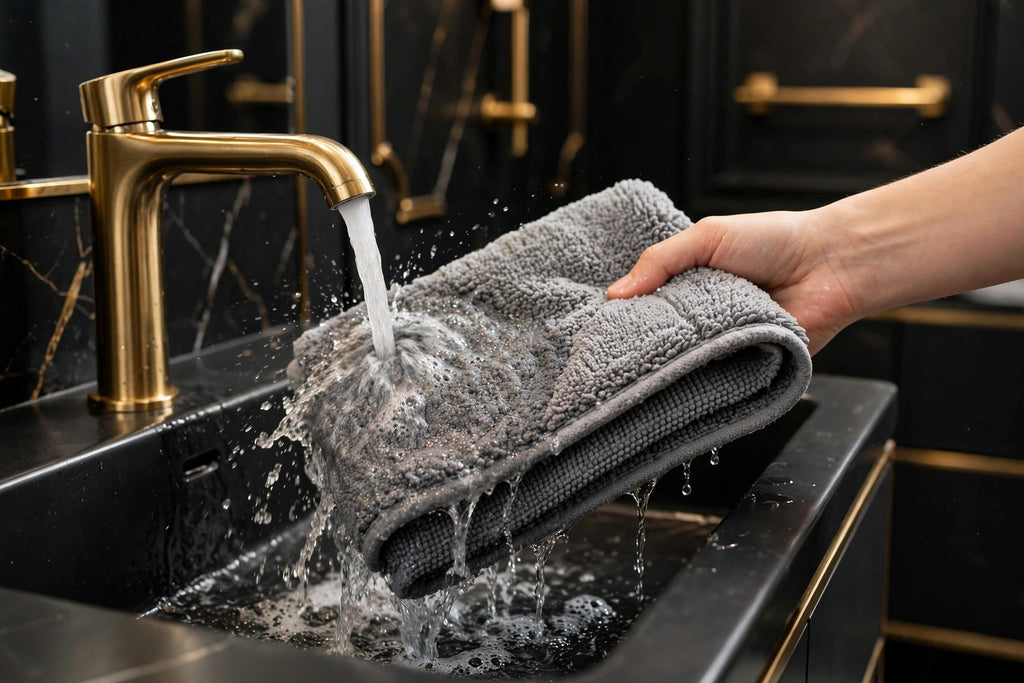 Entretien facile du Tapis de Bain DULUXE : un simple rinçage suffit