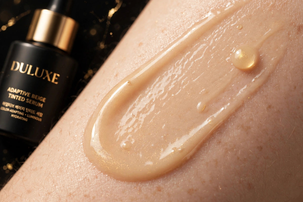 Texture de la goutte de sérum correcteur s'adaptant à la peau