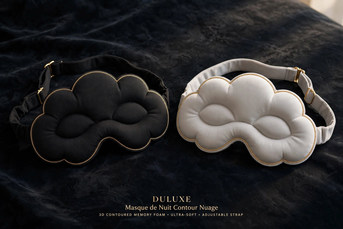 Duo de masques de nuit noir et gris perle côte à côte