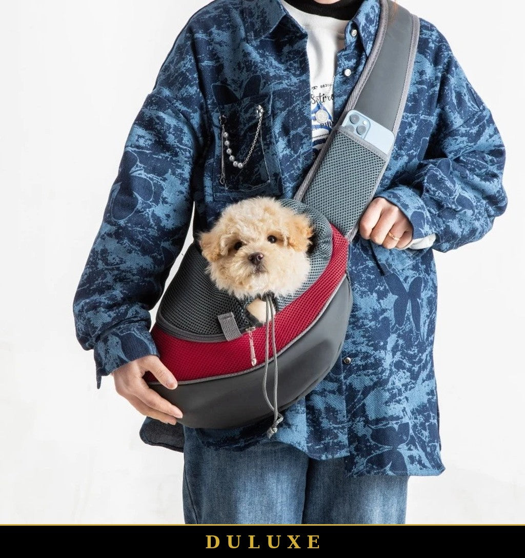 Détails du sac bandoulière DULUXE : crochet de sécurité, boucle réglable et pochette pratique