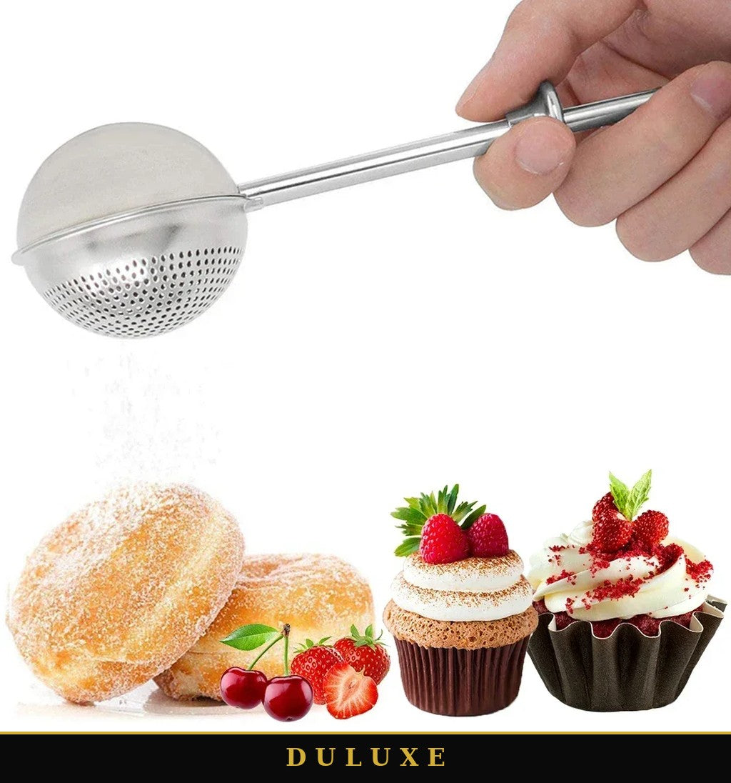 Saupoudrage fin et régulier avec la saupoudreuse DULUXE sur beignets et cupcakes