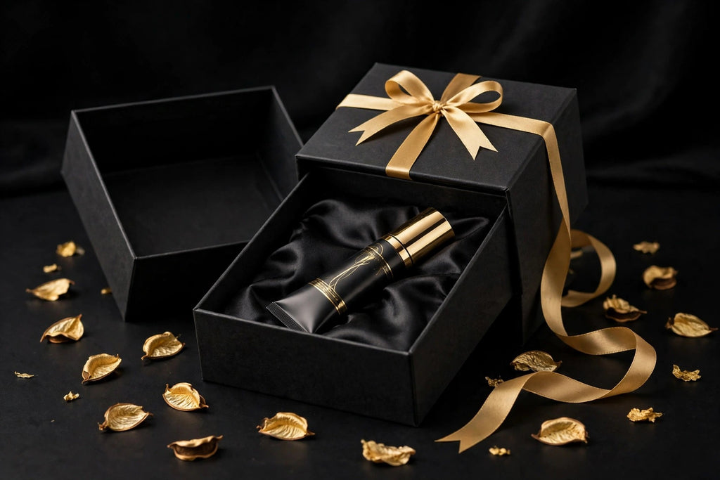 Coffret cadeau du soin contour des yeux aux peptides DULUXE, noir et doré
