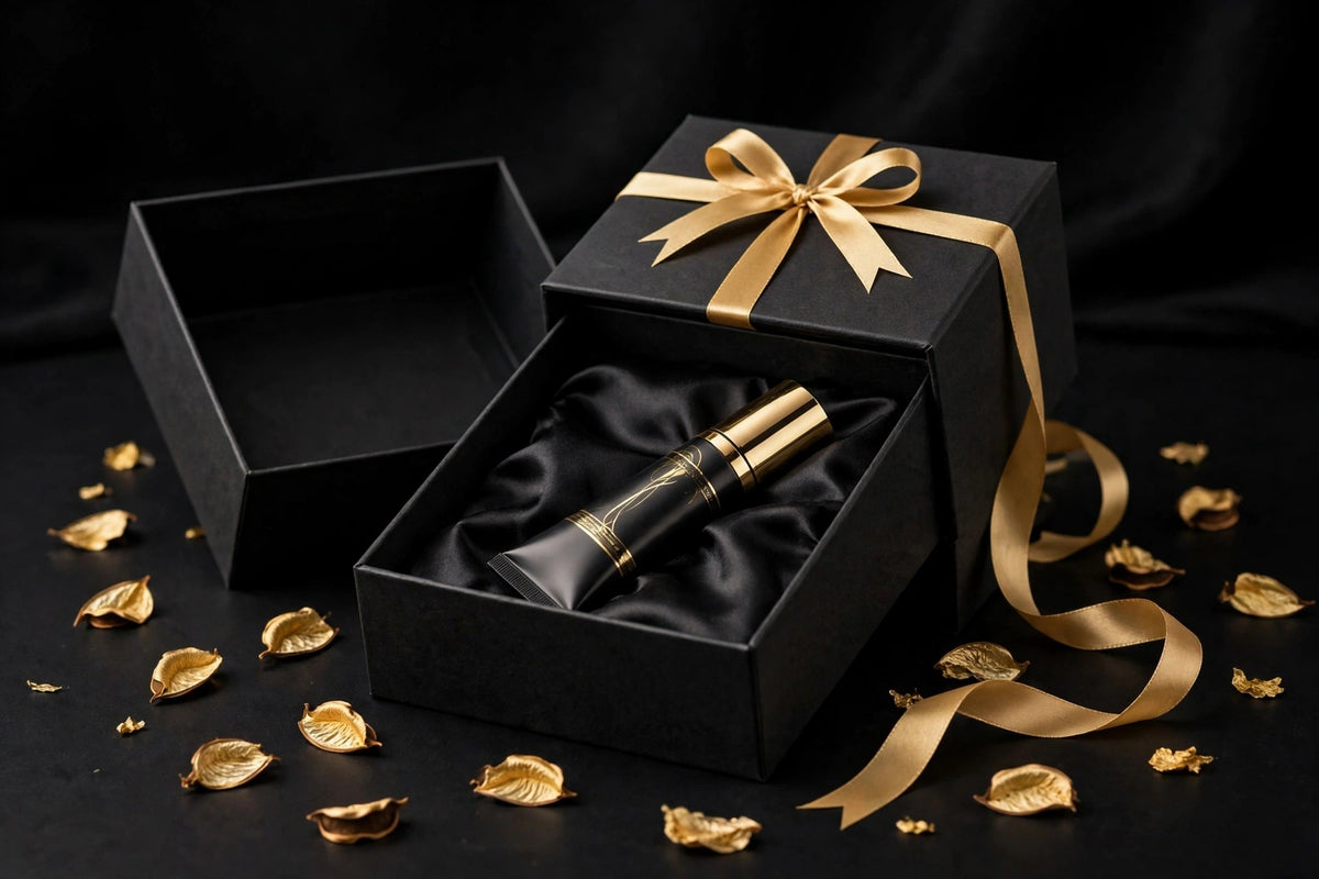 Coffret cadeau du soin contour des yeux aux peptides DULUXE, noir et doré