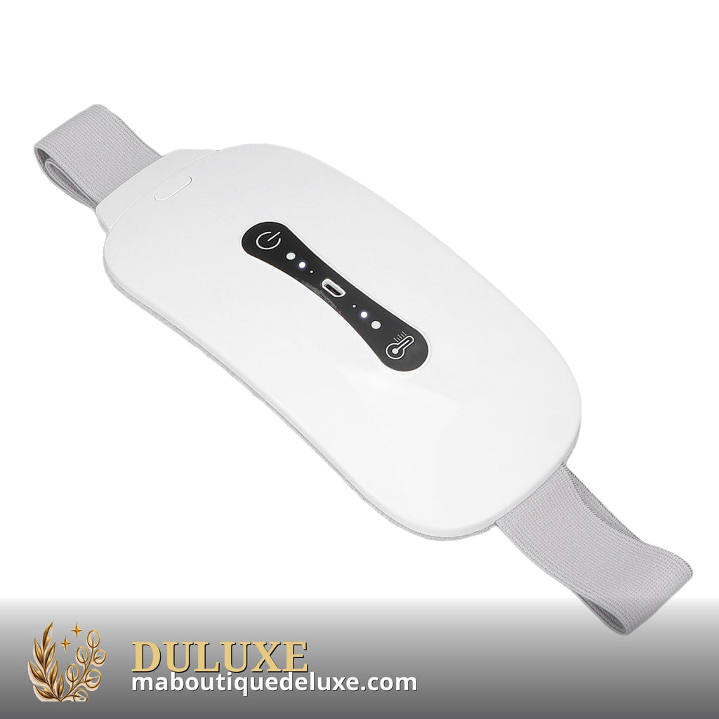 Ceinture chauffante DULUXE – coussin chauffant blanc rechargeable USB, discret sous les vêtements