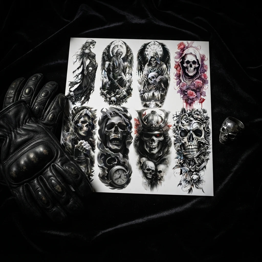 Tatouages Temporaires Reaper - Effet Réaliste pour Halloween - image 3